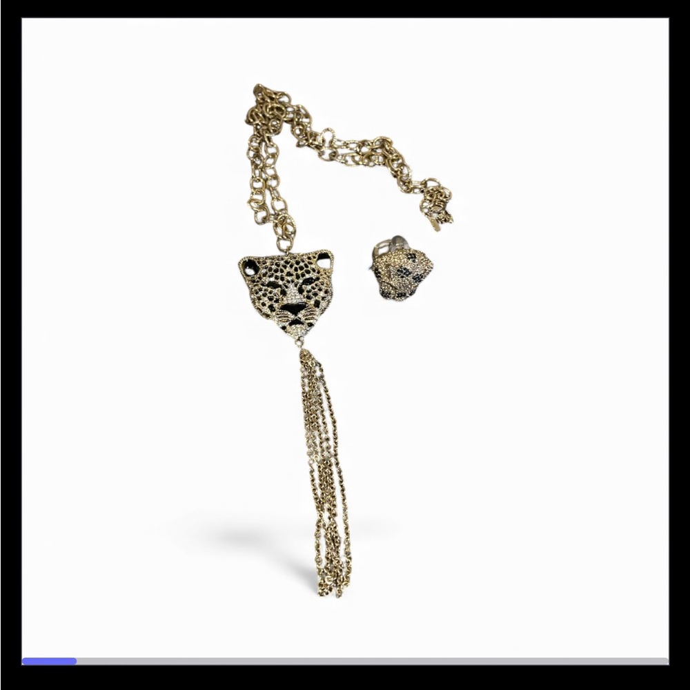 NNW 2 Piece ‘Jungle Cat’ Necklace & Ring Set - Picture 3 of 8